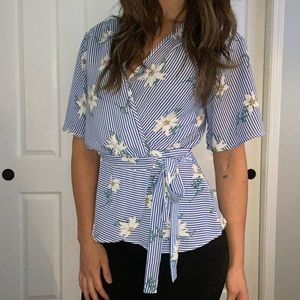 White and blue Stripped Blouse